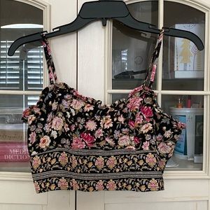 American Eagle floral bustier corset crop tank